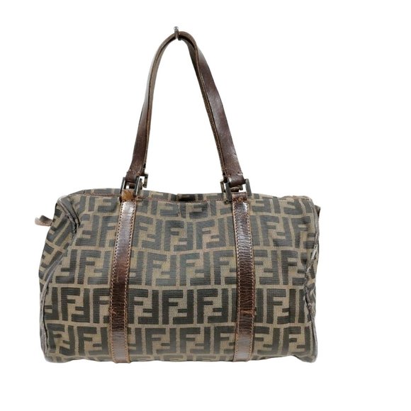 00009165# Authentic Fendi Tote Bag Brown Nylon - Picture 1 of 10